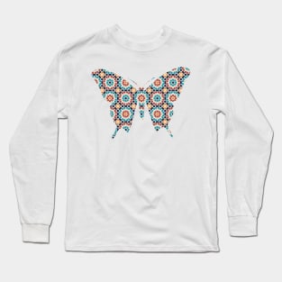 Butterfly Silhouette with Pattern Long Sleeve T-Shirt